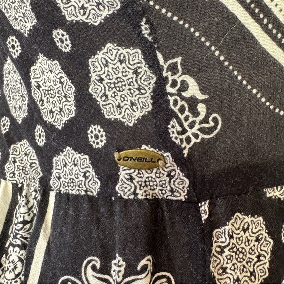 O'Neill Casty Maxi Dress Ivory Black Boho Beachy Strappy Sz L - Picture 13 of 16